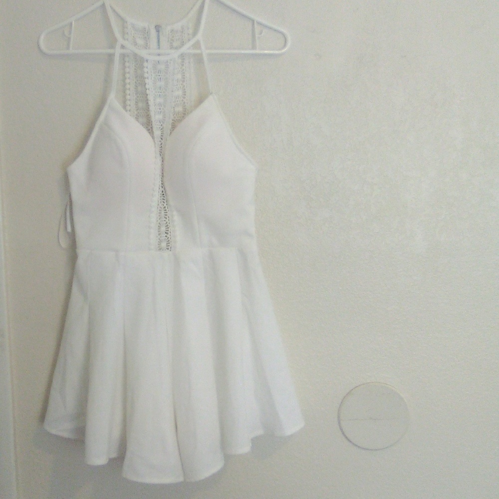 White racerback crochet romper